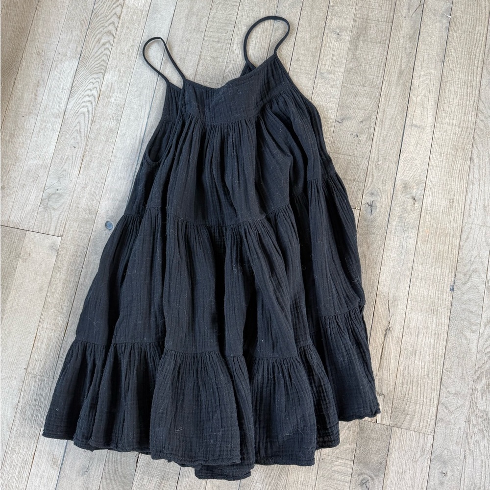 Black Pleated Spaghetti Strap Mini Sundress